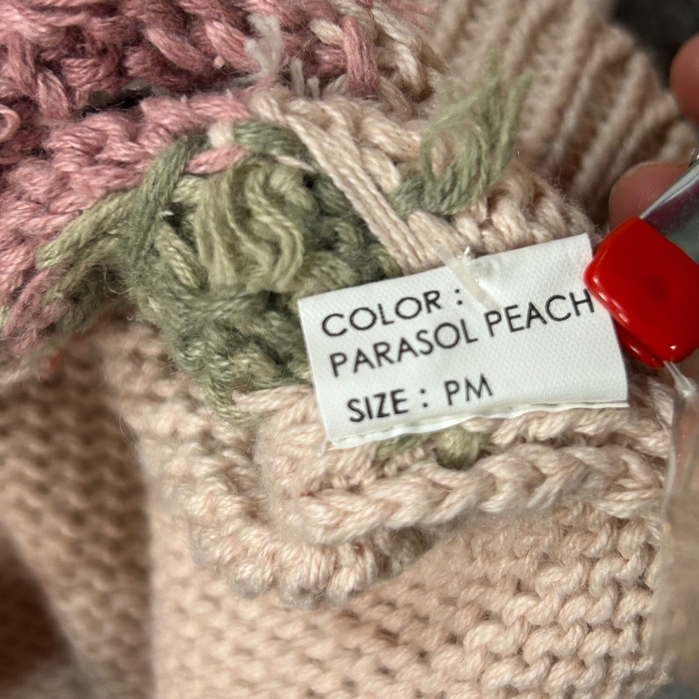 1990s Ashley Cardigan VTG Floral Hand Knit PM Pink Grandmacore Coquette Cottage - Picture 9 of 13
